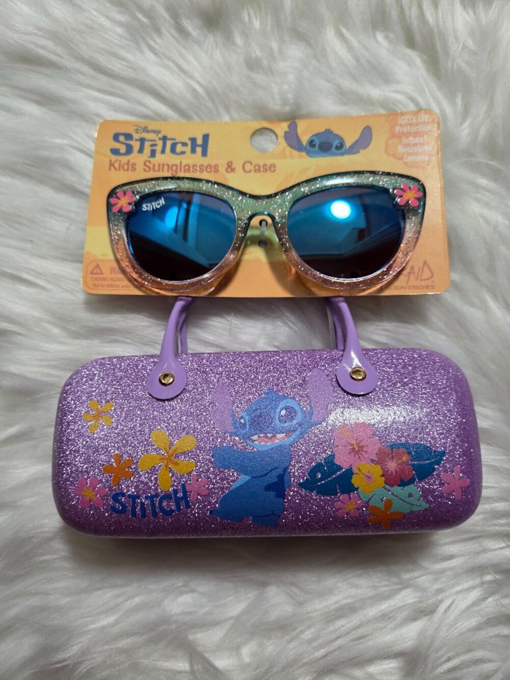 Stitch Glitter Cat-Eye Sunglasses & Hard Case